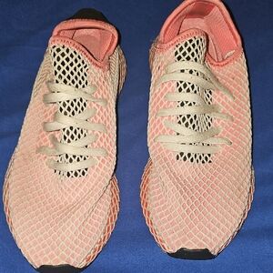 Adidas Pink and Cream Sneakers with Breathable Mesh